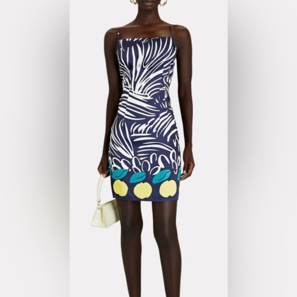Navy and White Leaf Print Dress